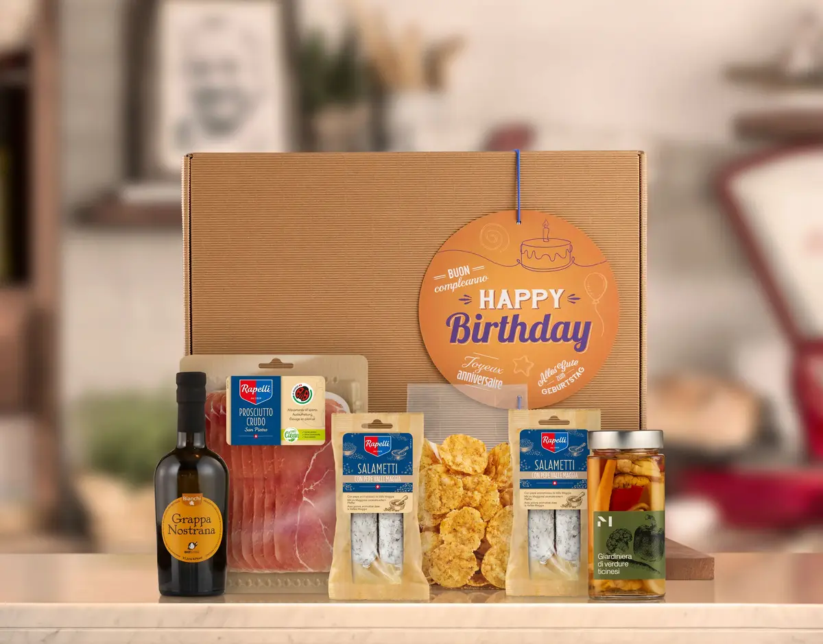 "Happy Birthday" - Confezione regalo Tradizione Ticino