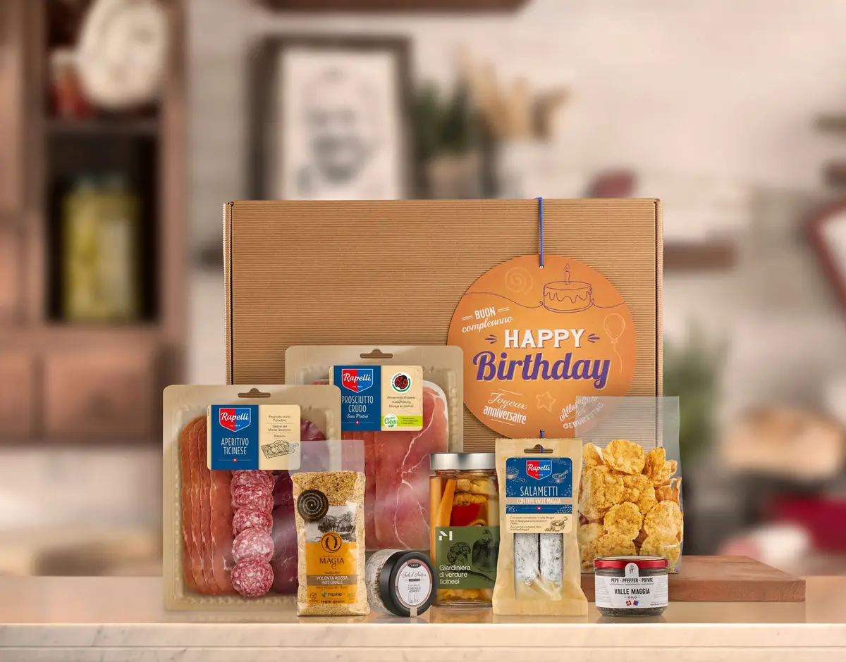 "Happy Birthday" - Confezione regalo Delizie del Ticino